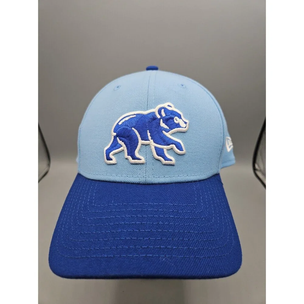 Chicago Cubs Bear Logo New Era Fitted Cap Hat Sz Medium/large Blue Baseball MLB